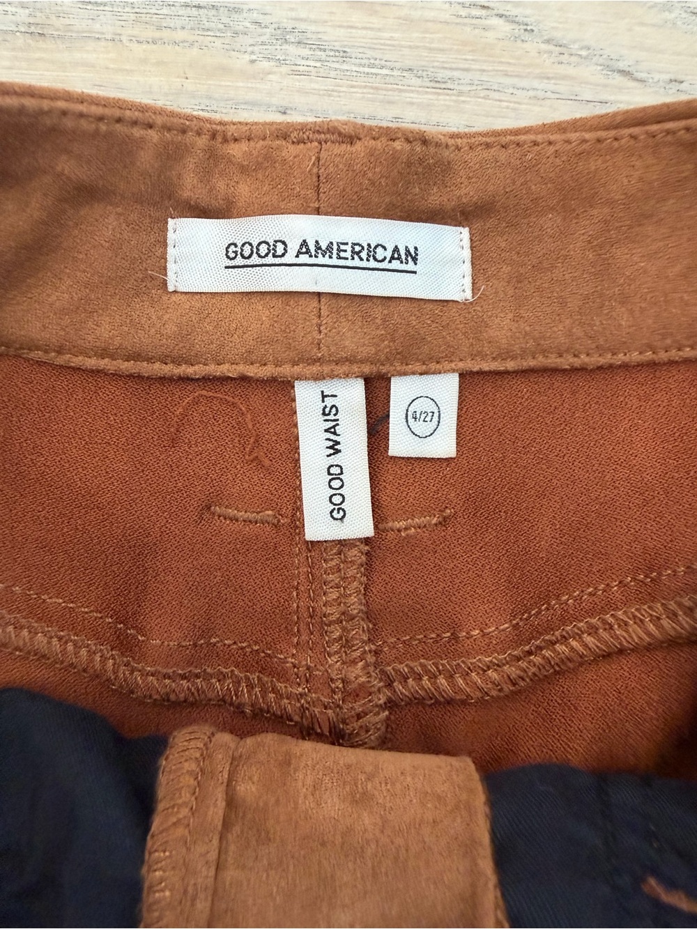 Good American Good Waist Faux Suede Skinny Pants Camel Brown - Picture 2 of 3